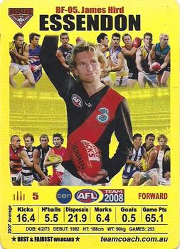 2008 Team Zone AFL Team - Best & Fairest Wildcards Gold #BF-05 James Hird Front